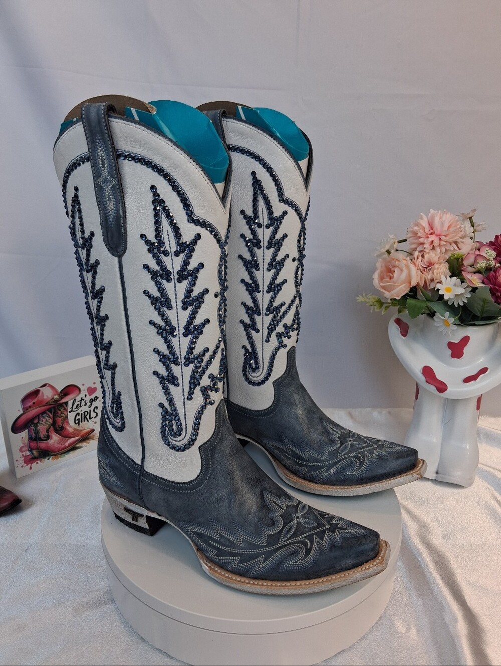 New LANE Lexington Cowgirl Boots W/ SWAROVSKI Crystals 7.5 - Picture 8 of 10
